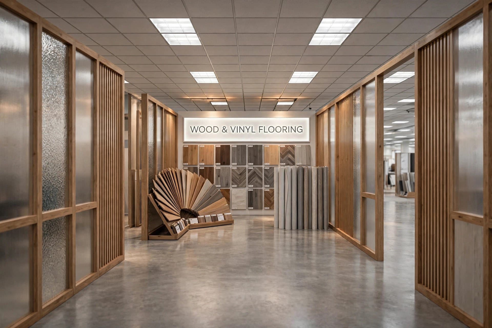 entering the Wood and Vinyl Flooring department from the showroom corridor
