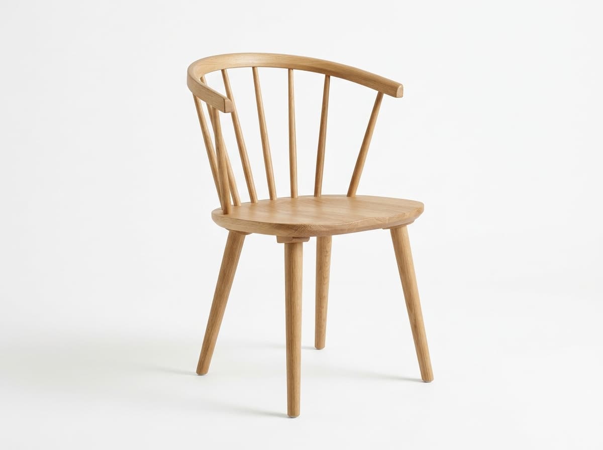 Sample render of a solid oak dining chair on a white studio background